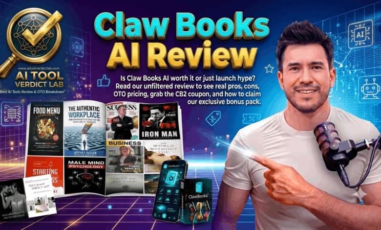 Digital tablet and printed book drafts representing components of the Clawbooks AI Bundle.
