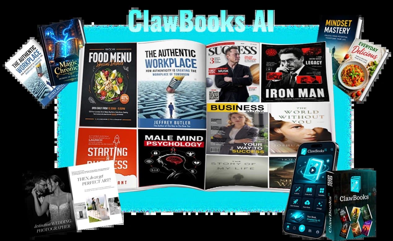 A designer using ClawBooks AI to build commercial activity books on a laptop.
